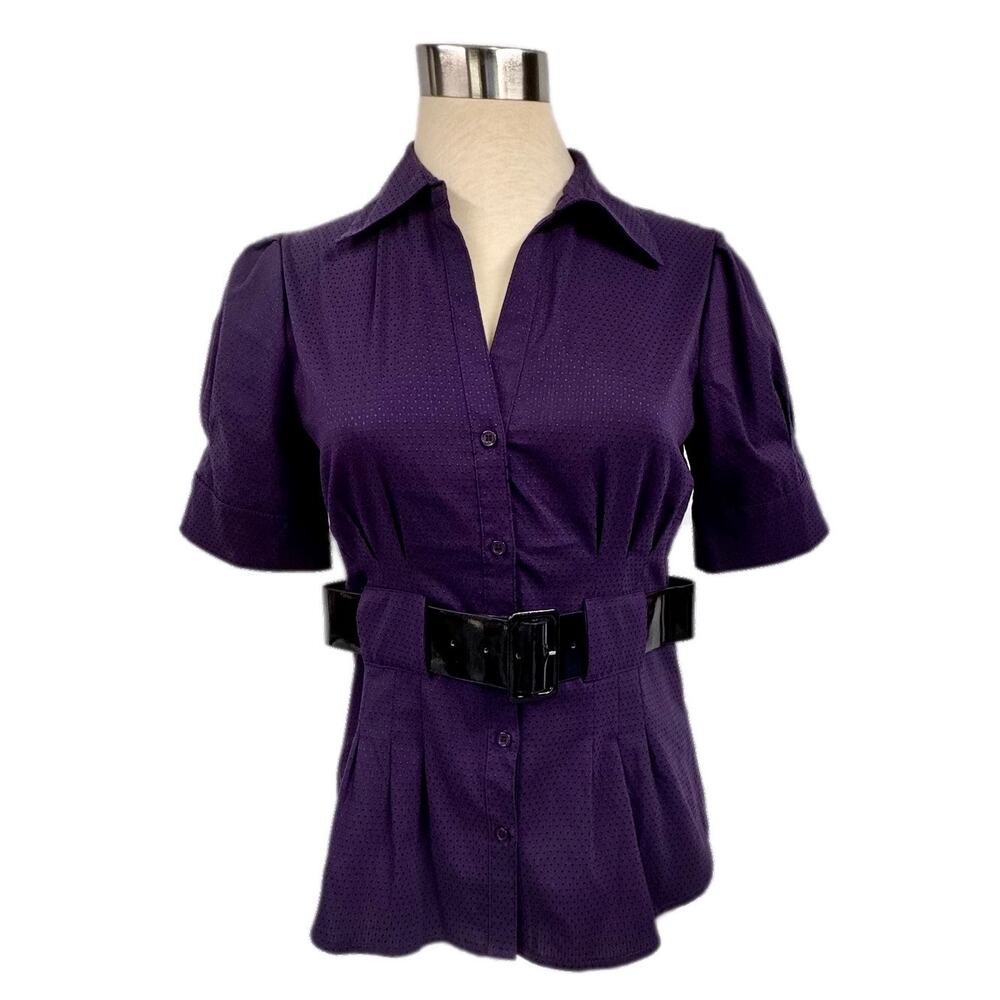 Apt. 9 Purple Button Down Shirt Small Belted Fitted Essential